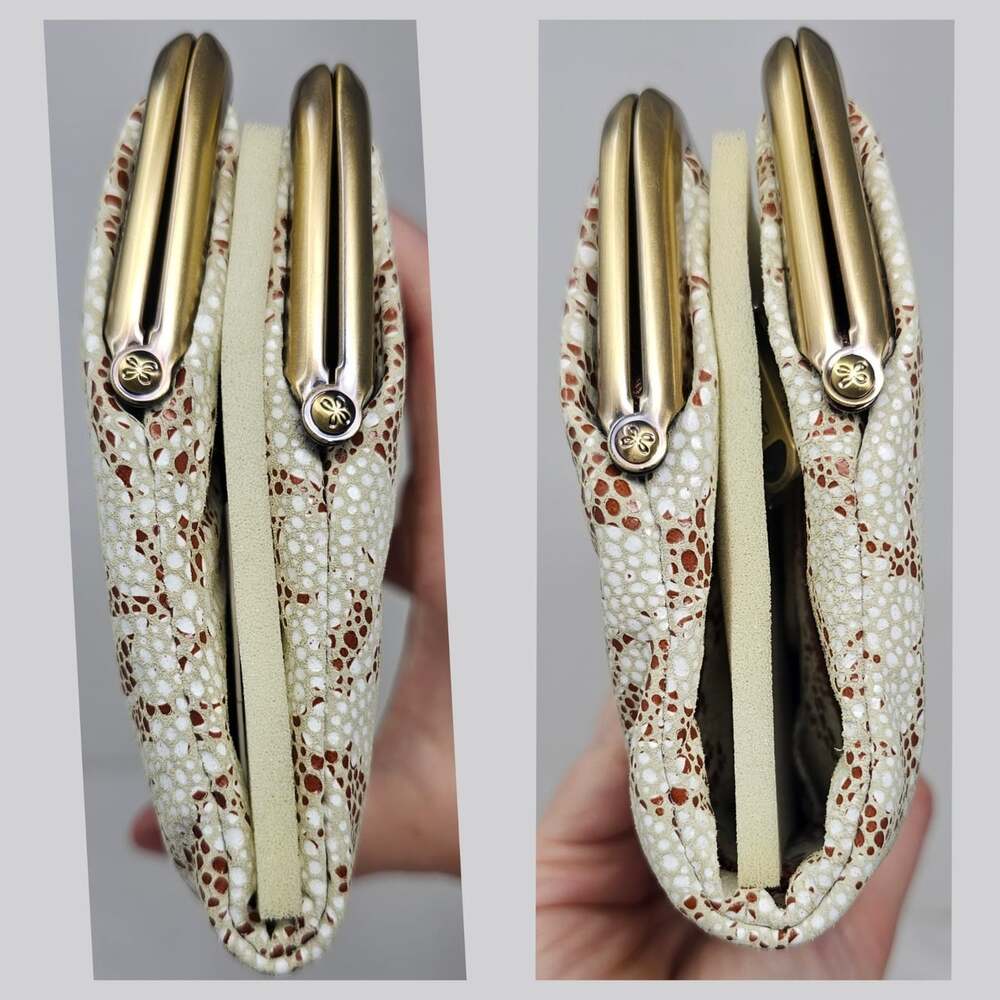 Hobo International Lauren Botanical Beauty Leather Double Frame Kisslock Clutch - Picture 3 of 10